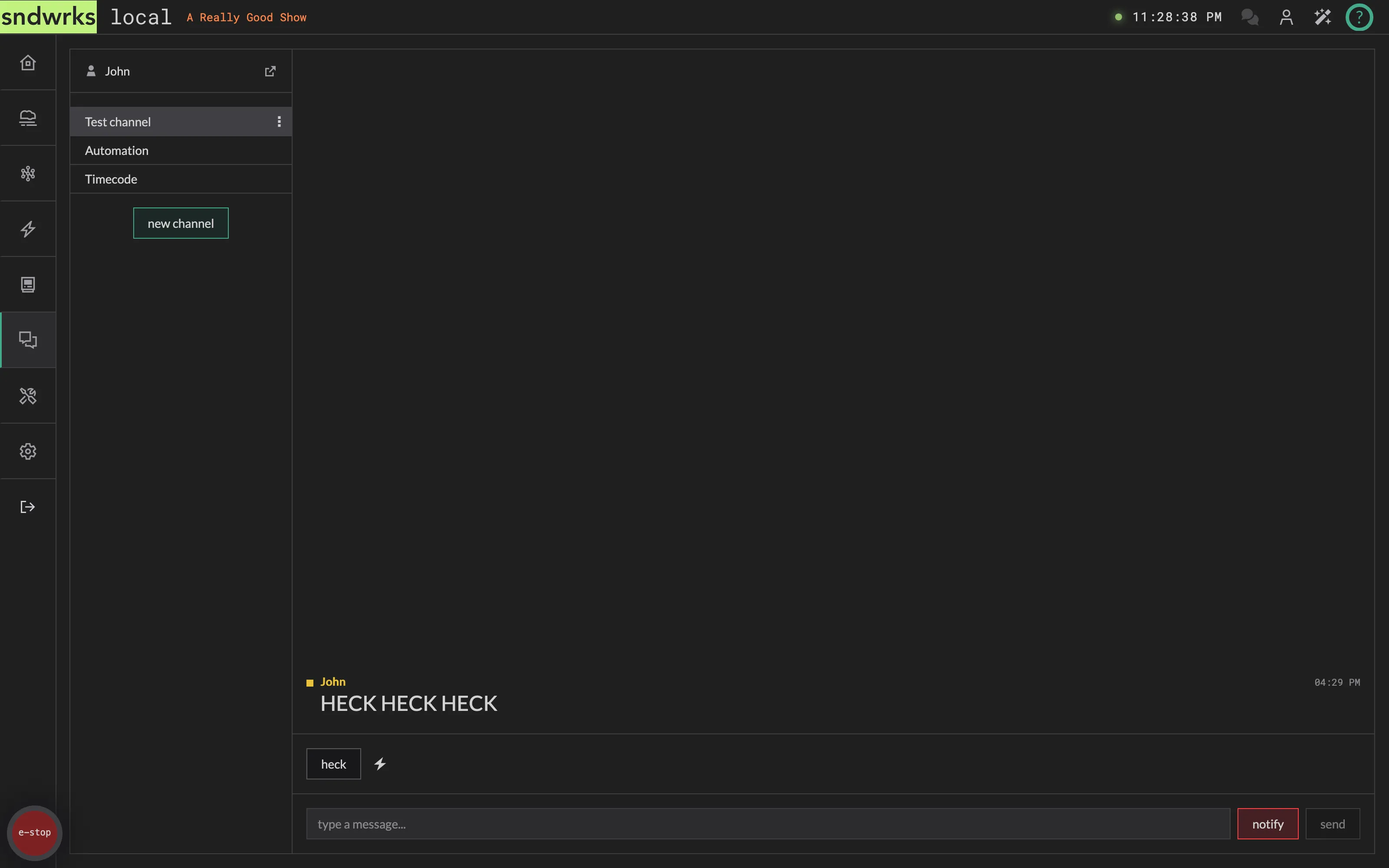 The chat page