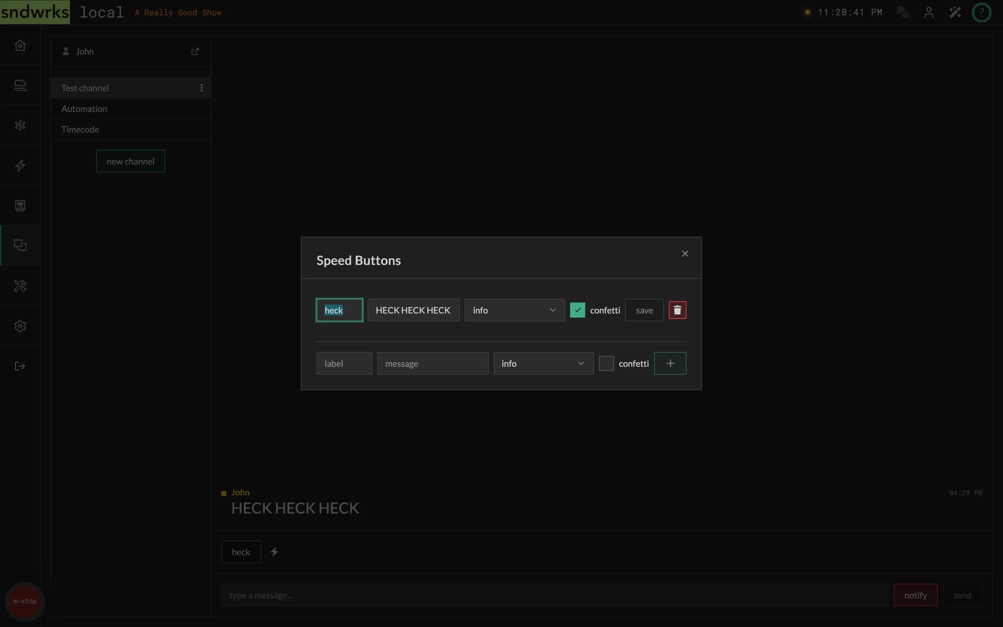 The speed buttons dialog
