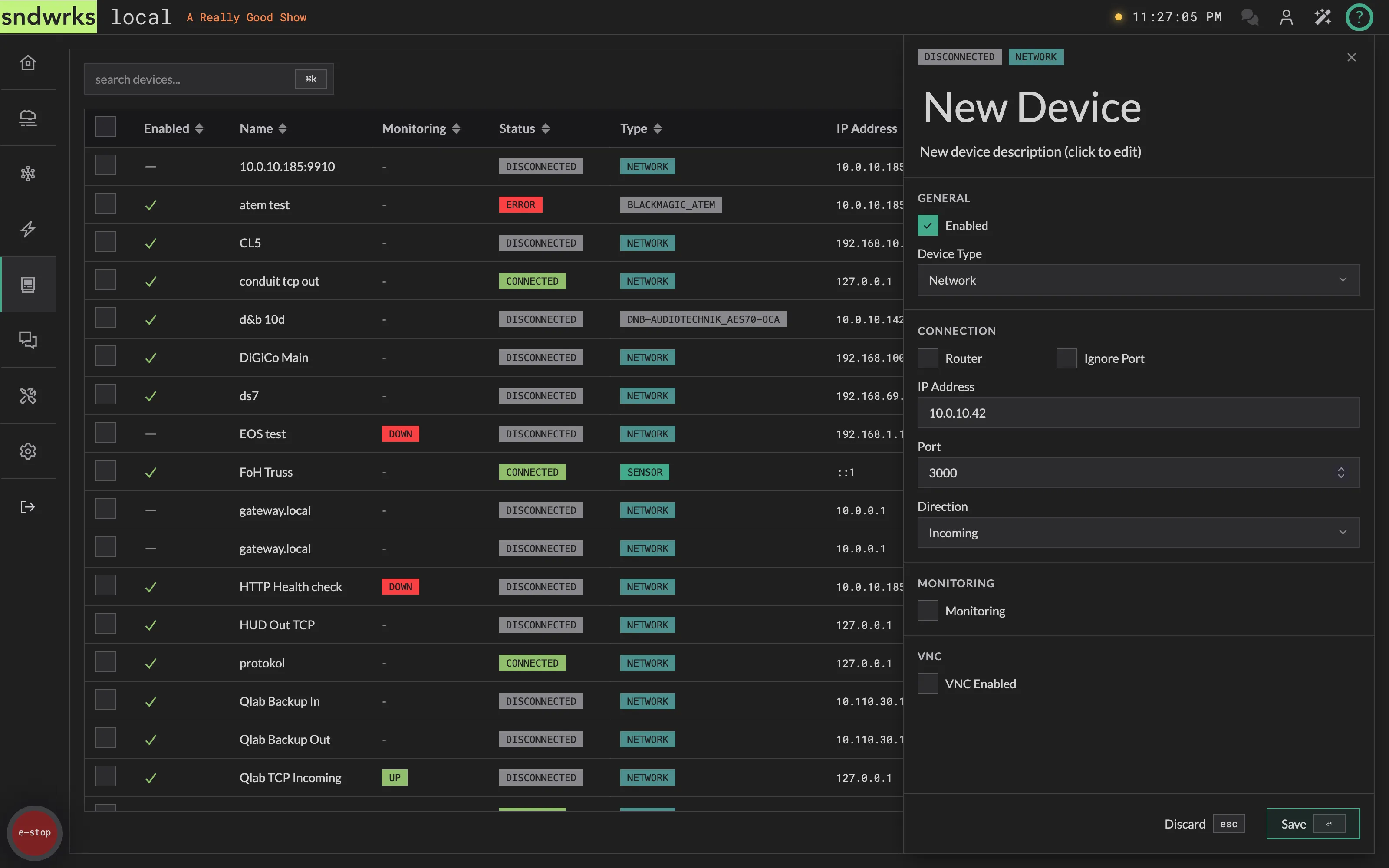 New device page showing device creation in progress