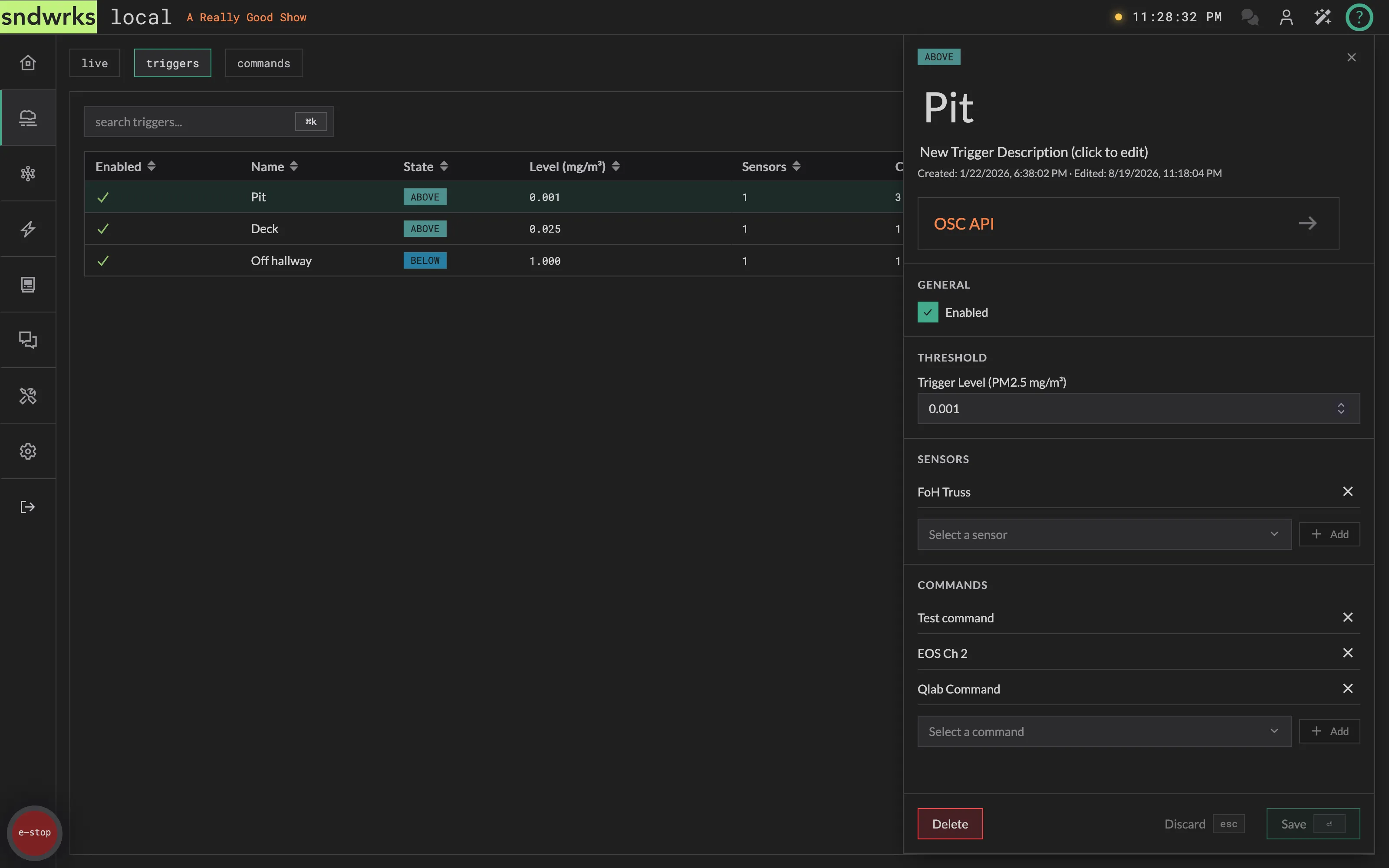 The Haze Watch trigger editor