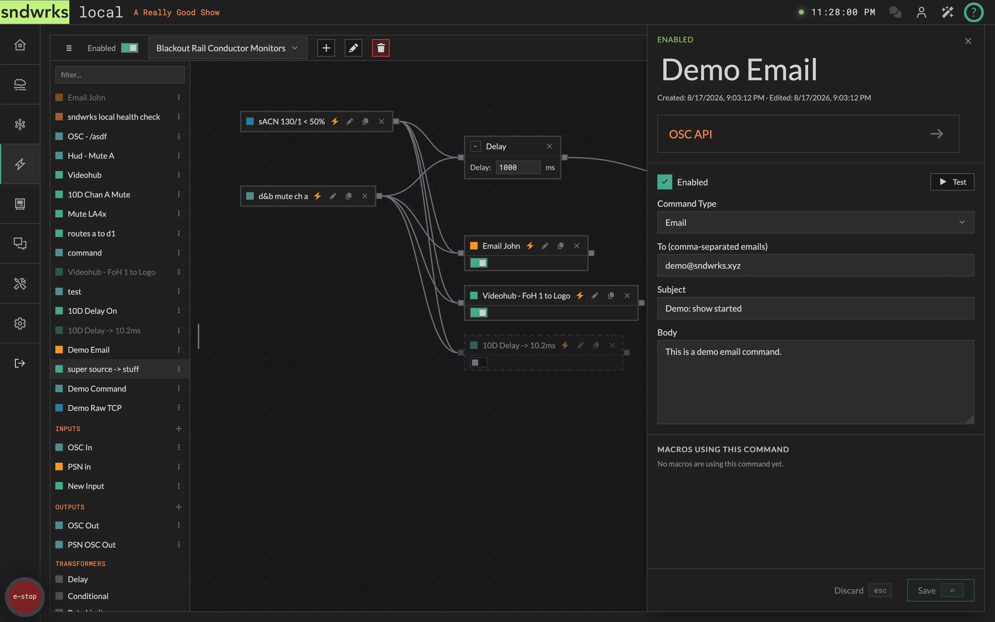 The email command editor