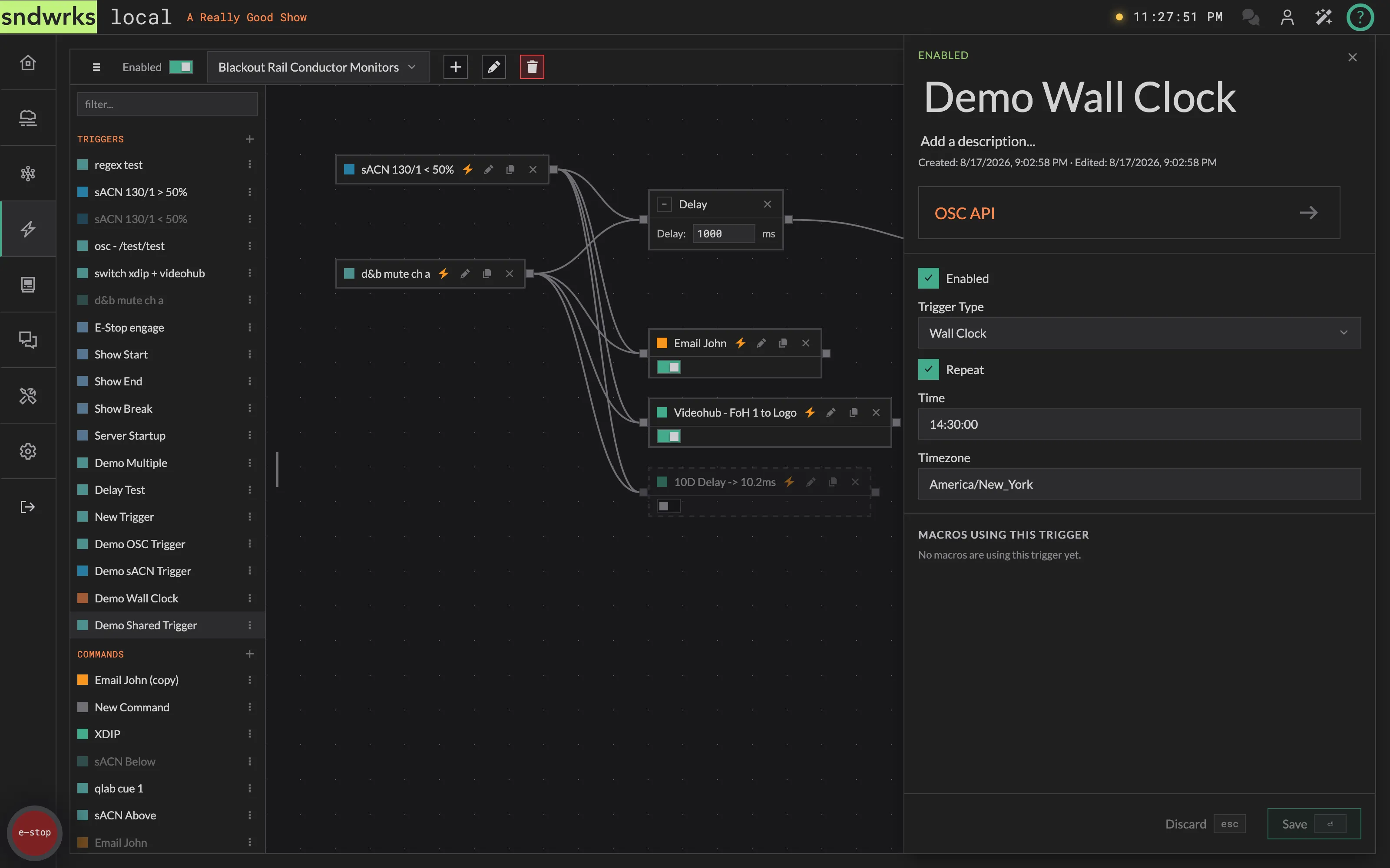The wall clock trigger editor