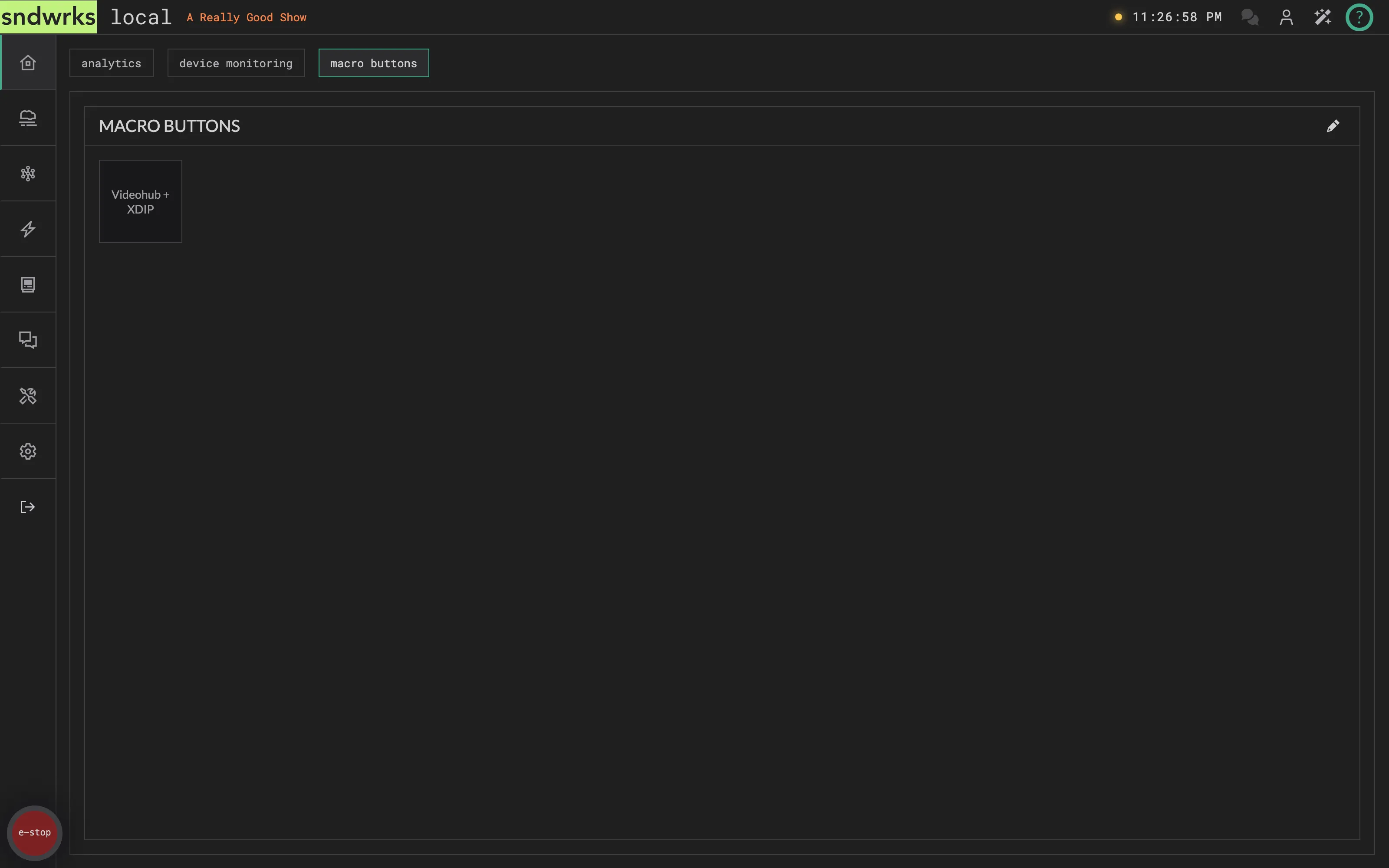 The macro buttons tab on the overview page