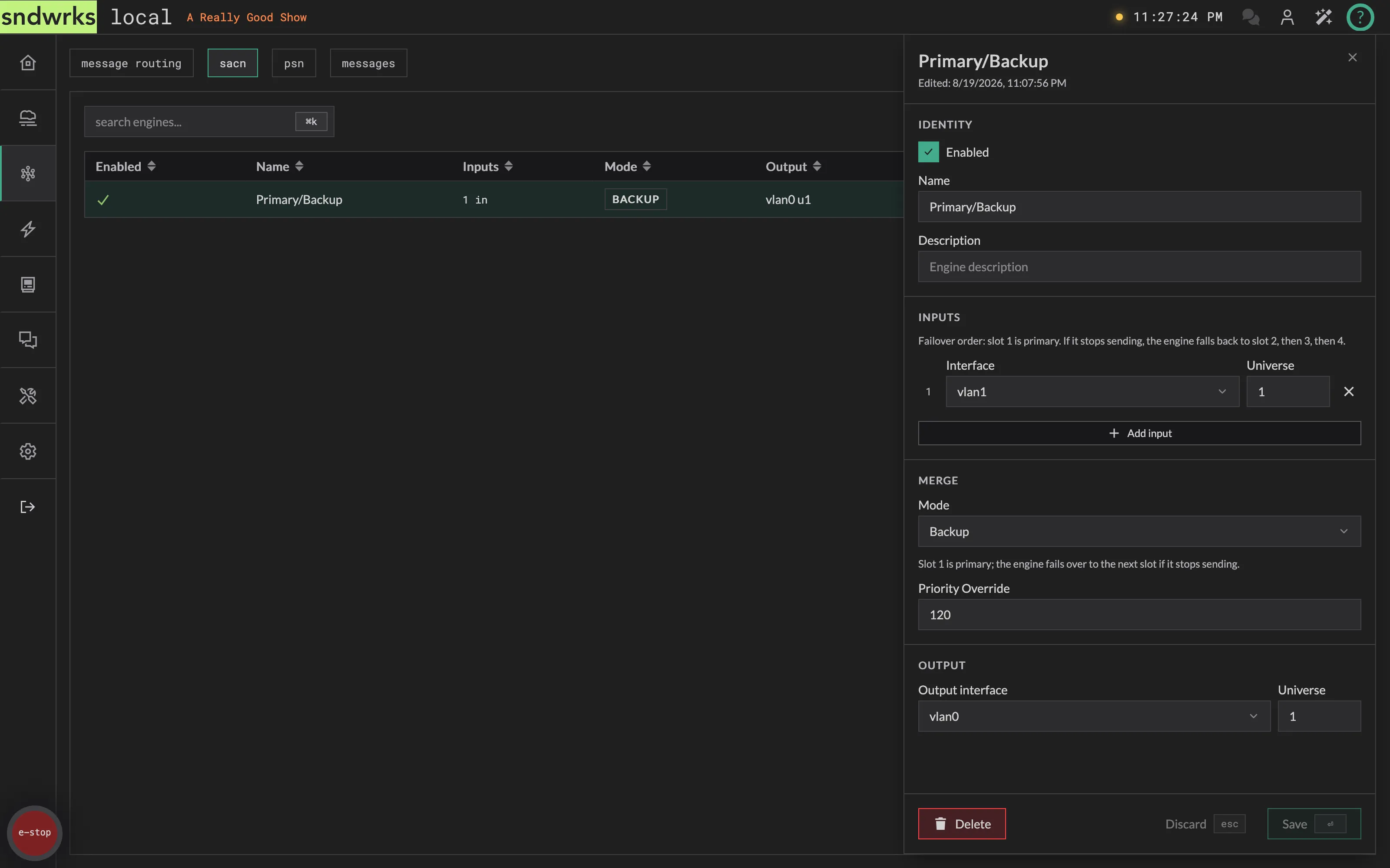The sACN engine editor